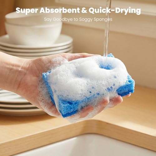Metflavor Kitchen Sponges, 12 Count, Dual-Sided Non-Scratch Scrub Sponge - Image 5