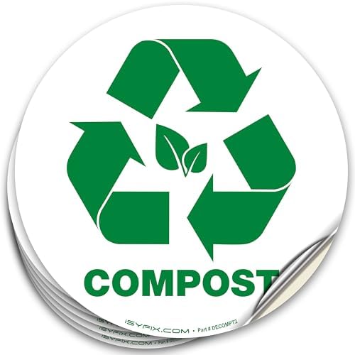 iSYFIX Compost Sticker for Trash Can Bins, 6 Pack, 5 inch by iSYFIXPremiumLetterNumberSigns