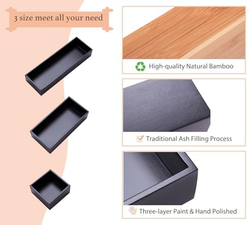 Bamboo Organizer Box for Accessories Cosmetic Small Square Drawer Organizer Boxes, Black 4"*4" - Image 4