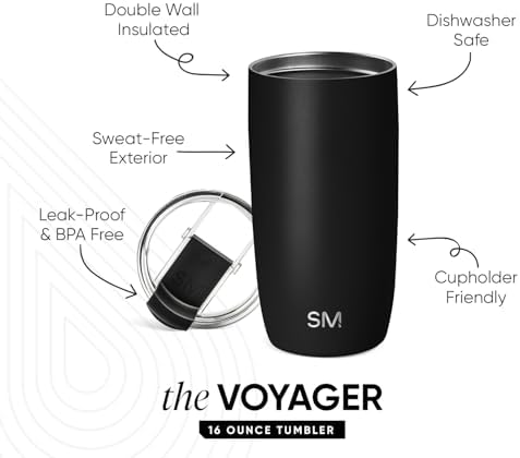Simple Modern Travel Coffee Mug with Lid | 16oz | Black - Image 2