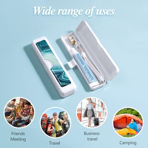 Toothbrush Travel Case - Colorful Pattern, Holder and Covers for Toothbrushes, Includes Tongue Scraper Case - Image 6