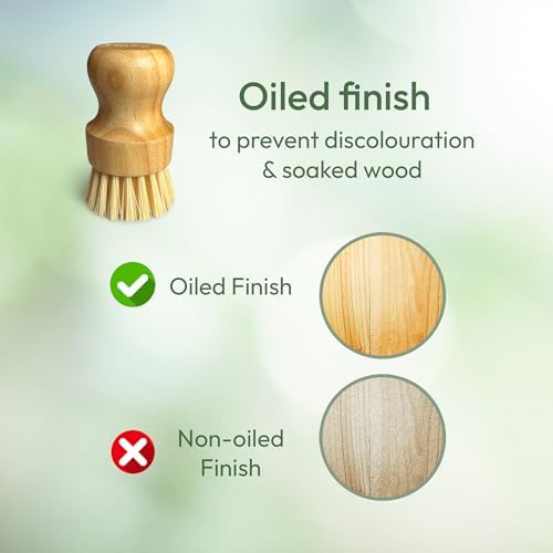 Moka Bamboo Dish Brush - Eco Friendly Scrub Brush with Natural Bristle - Premium Bamboo Dish Scrubber for Kitchen Cleaning, Dishes, Pots, and Pans - Sustainable and Durable (10 Pack) - Image 2