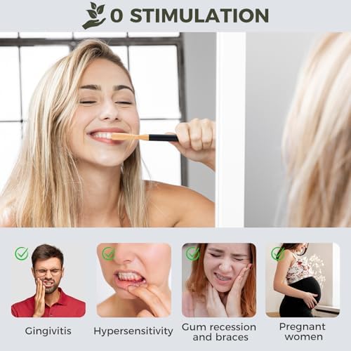 Extra Soft Toothbrushes for Adults - 3 Replaceable Natural Bamboo Tooth Brush Heads with Black Almunium Handle. Soft Bristle Braces Toothbrush. Butter on Gums Manual Toothbrush - Image 3
