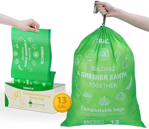 13 Gallon Compostable Trash Bags Drawstring, Heavy Duty Extra Thick 1 Mil, 35 Bags, Tall Kitchen Food Scrap Waste Bag, ASTM D6400 - Image 6