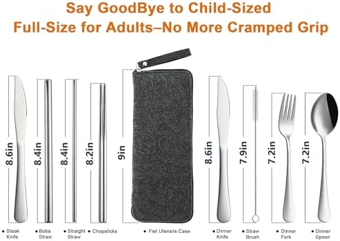DEVICO Camping Utensils, Stainless Steel Travel Silverware Set with Case - Image 2