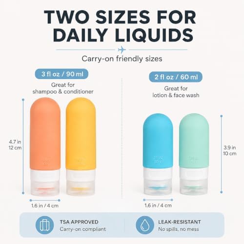 17-Piece Leak Proof Travel Bottles for Toiletries, Color-Coded Pouch Set - Image 6