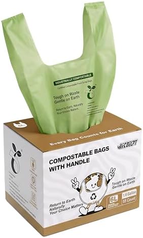 1.6 Gallon Compostable Food Scrap Bags with Handles, 55 Count by UFCOELPT