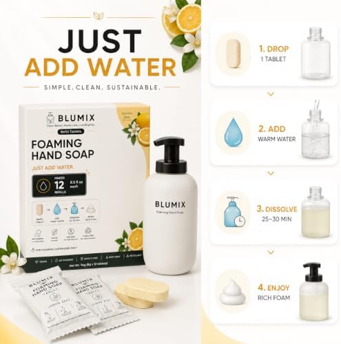 Foaming Hand Soap Refill Tablets, Concentrated Hand Soap Tablets, Just Add Warm Water, For Reusable Foaming Soap Dispensers (12 Count, Lemon, Refill Only) - Image 2