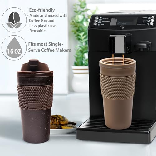 16 oz Coffee Tumbler Set (2 Pack) – Insulated Double Wall Travel Mug with Leak Proof Lid, Cup Holder Friendly, BPA Free Reusable Coffee Cup, Dishwasher & Microwave Safe, Brown - Image 6