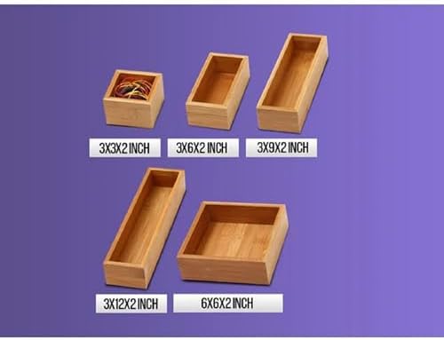 YBM Home Bamboo Drawer Organizer Storage Box for Kitchen Drawer, Junk Drawer, Office, Bedroom, Children Room, Craft, Sewing, and Bathroom, 3x6x2 inch - Image 6