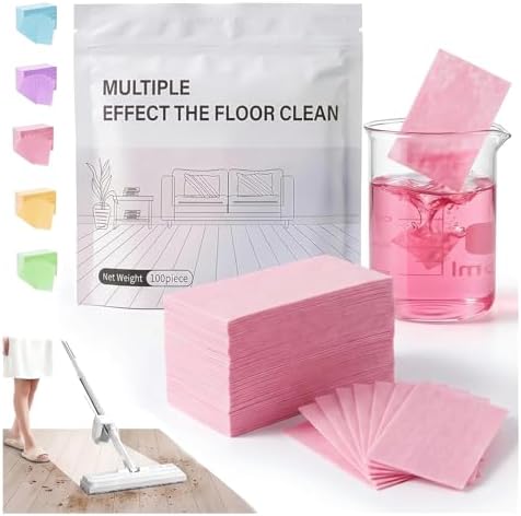 100pcs Multi Surface Effect Floor Clean Tablets All Purpose Natural Wood Floor Cleaner Mopping Tile Cleaning Solution Pet Safe Friendly Non Toxic Robot Vacuum Scented Power Mop Soap (Pink, 100PCS) by Vdhwter
