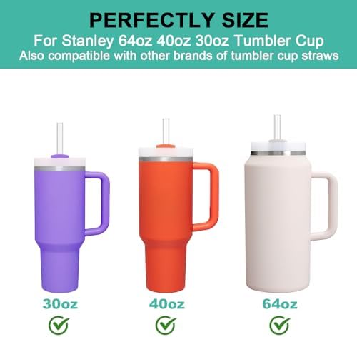 12 PCS Replacement Straws for Stanley|Owala|Simple Modern 40oz 30oz Tumbler, Reusable Clear Drinking Straws with Cleaning Brush for Stanley Cup Accessorie，BPA Free, Dishwasher Safe - Image 3