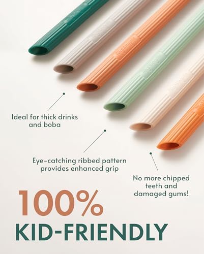 Nightingale Silicone Smoothie Straws - Flexible, Reusable Wide Drinking Straw with Cleaning Brush -Compatible w/Stanley 30oz - Bendy Boba Straws- Food-Safe, No BPA, Dishwasher Safe - Set of 6 - Image 3