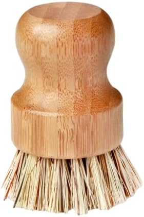 Heritage Products Cast Iron Scrub Brush, Palm Brush Kitchen Dish Scrubber with Natural Bamboo Wood Handle and Densely Packed Nylon Bristles Protects Nonstick Cast Iron Seasoning During Dishwashing by Unknown