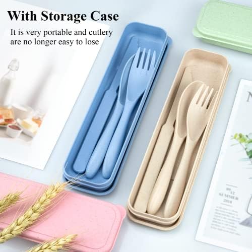 DISSKNIC 4 Sets Portable Utensils Set with Case, Travel Utensils Fork and Spoon Set for Lunch Box Accessories, Reusable Lunch Utensils Set for Work, Travel Accessories Camping Utensil Set and Home Use - Image 4