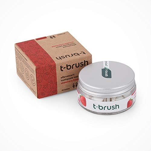 T-brush Whitening Travel Toothpaste Tablets Natural Ingredients, SLS Free, Gluten Free, Cruelty Free, Eco Friendly Packaging, Vegan - Strawberry Fluoride Free - 90 Tablets - Image 5