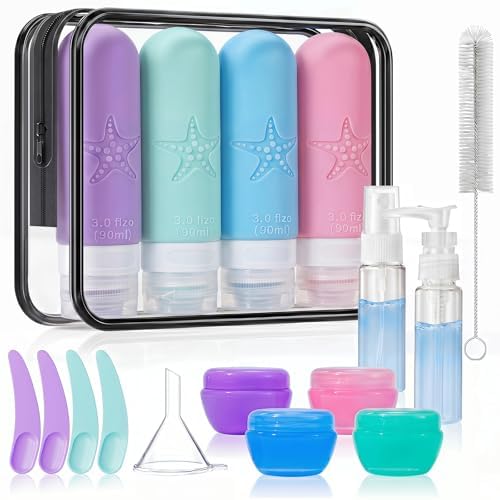 18 Pack Travel Bottles for Toiletries, Leak Proof, TSA Approved 3oz by JBYAMUS