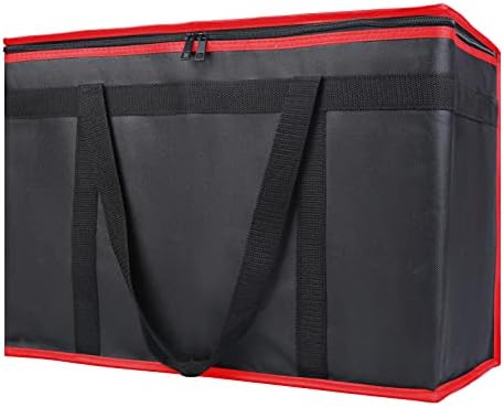 Bodaon Insulated Food Delivery Bag, XX-Large Reusable Grocery Shopping Bags, Picnic Cooler Bag Secure Top Cold, Black with Red Edge, 2-Pack by Bodaon