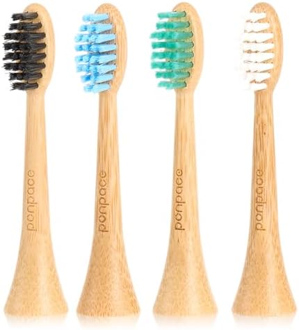 Bamboo Toothbrush Heads Compatible with Philips Sonicare, Soft Castor-Oil Bristles, Biodegradable Toothbrush Replacement Heads, Eco-Friendly & Daily Cleaning by ponpace