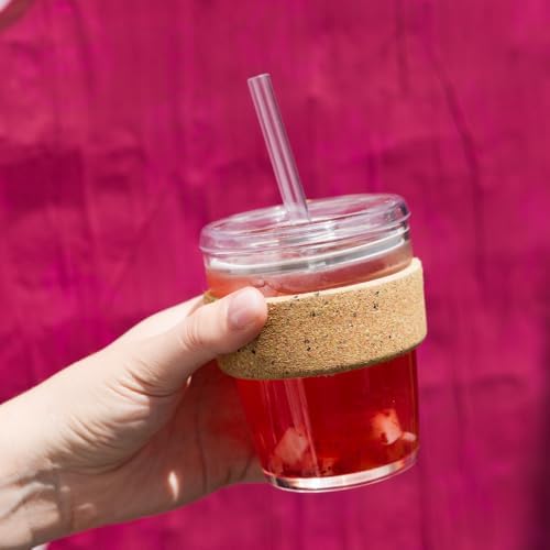KeepCup Cold Cup - Brew Cork Tempered Glass Ice Coffee Tumbler with Recovered Cork Band, Lid and Straw - 12oz (340ml) - Image 4