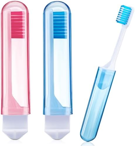 Patelai 2 Pcs Travel Toothbrush Mini Foldable with Case,Couple Color by Patelai