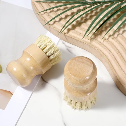 Molain 10 Pack Bamboo Dish Brush Set, Natural Dish Scrub Brush with Handle, Wooden Dish Scrubber for Kitchen Cleaning, Eco-Friendly Scrub Brush for Dishes, Pots, Pans, and Vegetables - Image 6