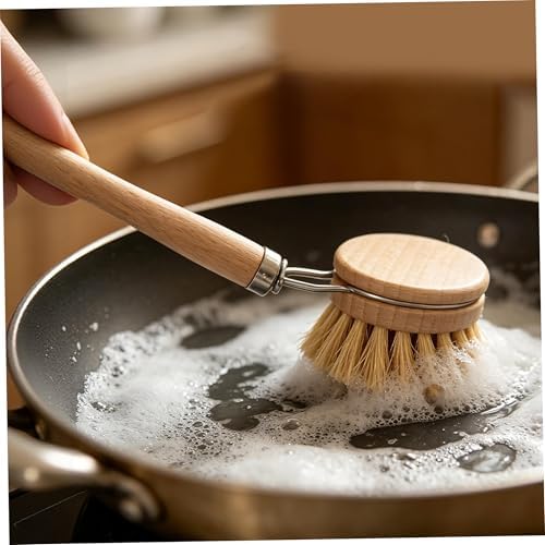 12Pcs Wooden Dish Brush, Reusable Palm Sized Dish Brushes with Sisal Bristles & Wood Handle for Kitchen Pots, Pans, Brush Set - Image 2