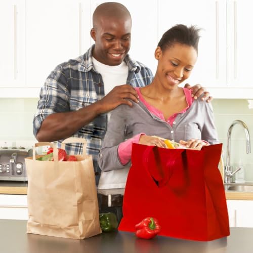 50pcs Reusable Grocery Bags with Handles Non Woven Shopping Tote Bags Bulk - Image 2