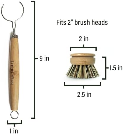 Bamboo Thick Dish Brush Handle 3-Pack | Fits Tampico, Palm, Sisal & Natural Fiber Heads | Plastic-Free, Biodegradable | Zero Waste Kitchen Scrubber Replacement Handle - Image 2