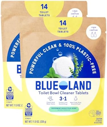 BLUELAND 100% Plastic Free Toilet Bowl Cleaner Tablets 28 Count, Eucalyptus by BLUELAND