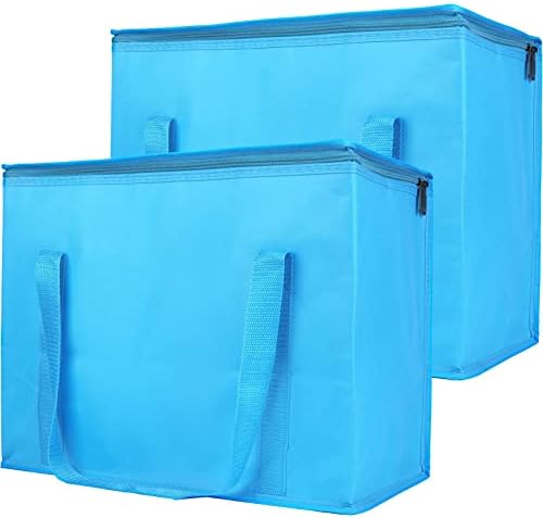 Bodaon 2-Pack Insulated Reusable Grocery Shopping Bag, X-Large Food Delivery Bags, Soft Cooler Bag for Women/Men for Grocery Delivery, Blue by Bodaon