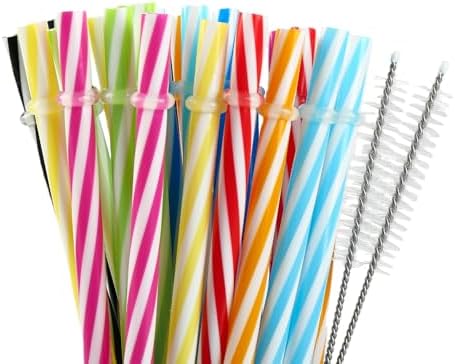 25 Pack 9.05" Plastic Reusable Replacement Drinking Straws by BreezeSip
