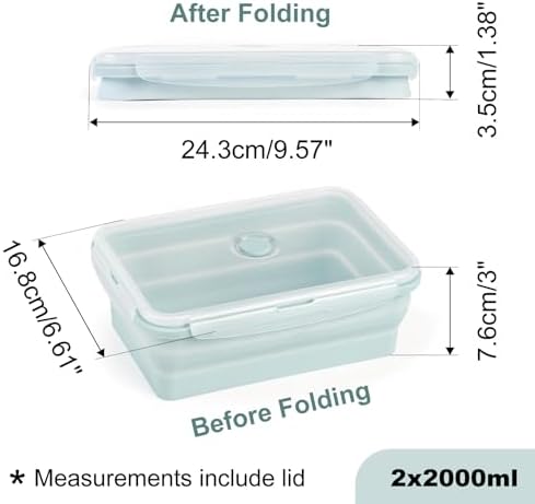 Extra Large Collapsible Silicone Food Storage Containers, 68oz/2000ml,2Pack - Image 4