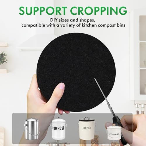 ENLOY 7.25 Inch Kitchen Compost Bin Filters Charcoal Replacement 12 Pack - Image 3