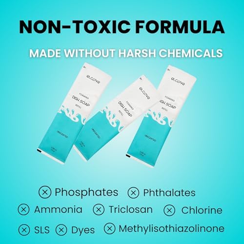 Foaming Dish Soap Refills (5pk), Concentrated Powder to Liquid Refills Make 5 Bottles x 12oz each of Non Toxic, Eco Friendly Unscented Dish Soap, Septic Safe - Image 5