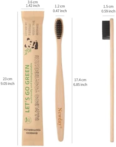 Newday 100 Pack Bamboo Toothbrushes Bulk, Individually Wrapped, BPA Free Soft Bristles Toothbrush, Recycled Packaging, Biodegradable ECO Friendly Toothbrushes for Home Hotel Travel (Black) - Image 2