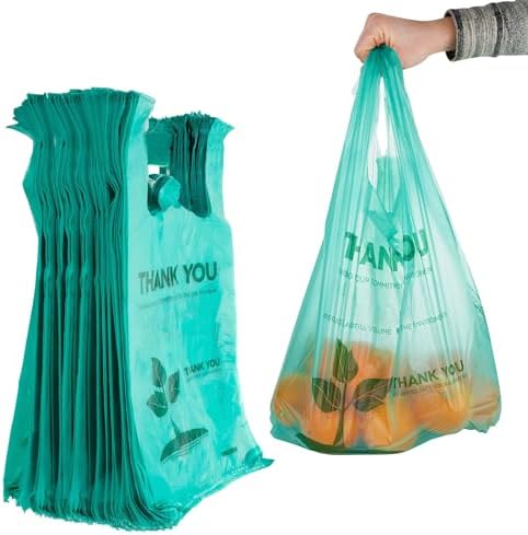 Stock Your Home Eco Grocery Bags Disposable T-Shirt Thank You Bag with Handles for Supermarket, Groceries, Produce, Shopping by StockYourHome