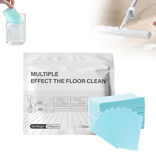 100 Count Multi-Surface Floor Cleaning Tablets, Upgraded Concentrated Dissolvable Cleaning Sheets for Hardwood, Laminate, Tile, Marble & RV Floors (Blue) by Unknown