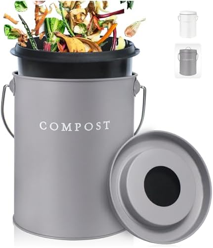 FINESSY Countertop Compost Bin with Lid Small, Indoor Kitchen Composter by Finessy