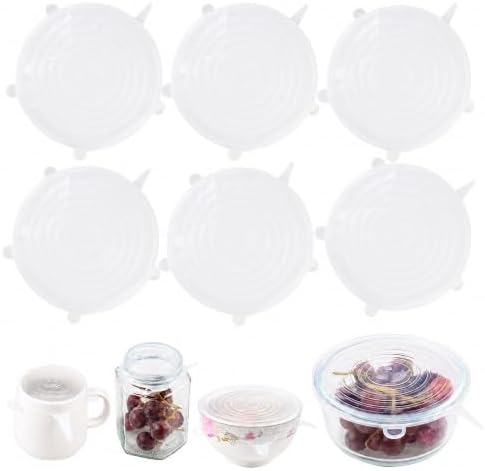 6pcs 7.25" Silicone Stretch Lids Reusable, Bowl Covers Food Storage for Home Container，Round Clear by Unknown