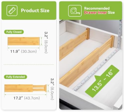Utoplike Bamboo Dresser Drawer Dividers, Expandable Organizer for Clothing - Image 3