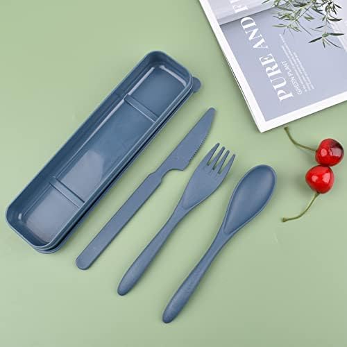 Reusable Cutlery with Case, Portable Dark Utensils Set for Adults, Tableware Camping Utensils for Kitchens, Dishwasher Safe (Dark blue) - Image 4