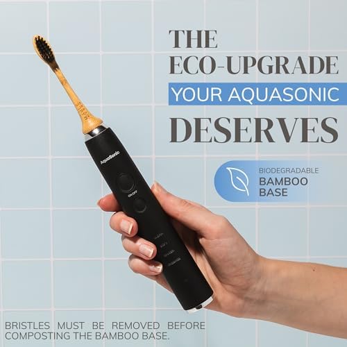 Bamboo Electric Toothbrush Heads | Compatible with Aquasonic Electric Toothbrush | 4 Brush Heads with Soft Bristles | Plant-Based Adult Size Replacement Heads - Image 3