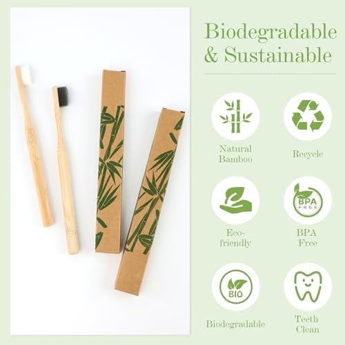 Daletu Extra Soft Bamboo Toothbrushes for Sensitive Gums, 20000 Extra Soft Bristle Toothbrushes for Adults, Eco-Friendly, Natural Wooden Organic Micro Nano Bamboo Bristle Toothbrush - 4 Pack - Image 3