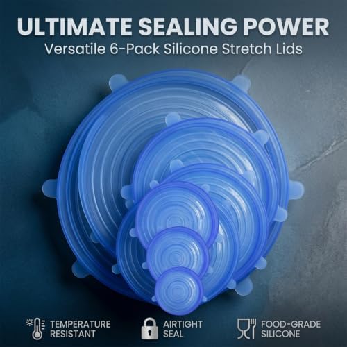 Silicone Stretch Lids, Reusable Bowl Covers (12, White+Blue) - Image 2