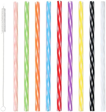 Honest ECO Reusable Plastic Drinking Stirrer Straws with Cleaner Brush, Assorted color Tube fit for Milk & Juice & Coffee & Smoothies & Cocktail & Kids Tableware Kit (36Count-9.5in) - Image 2