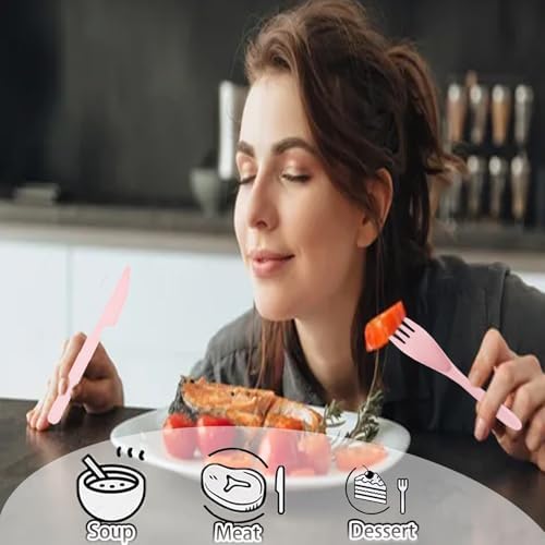 2Pack Pink Wheat Straw Travel Cutlery, BPA Free Utensils with Storage Case - Image 5