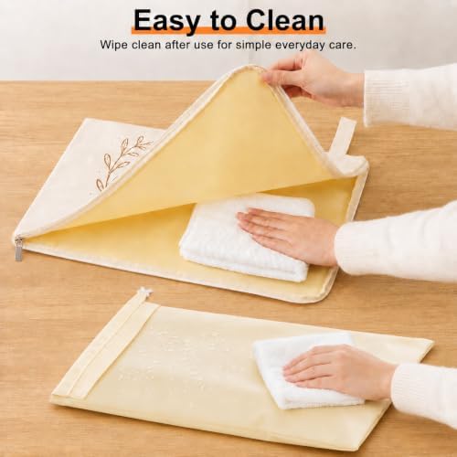 2 Pack Beeswax Bread Bags for Homemade Bread, XL Reusable Cotton Sourdough Bread Bags with Buckle Zipper & L-Shaped Zipper, Natural Beeswax Lined Bread Storage Bags for Loaves, Baguette, Freezer Safe - Image 3