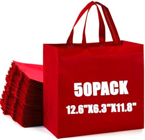 50pcs Reusable Grocery Bags with Handles Non Woven Shopping Tote Bags Bulk by Retainbre