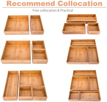 Bamboo Office Supplies Organizer Box Stationery Accessory Organizer Dresser Makeup Tool Drawer Storage Box, Bamboo 8"*4" - Image 7